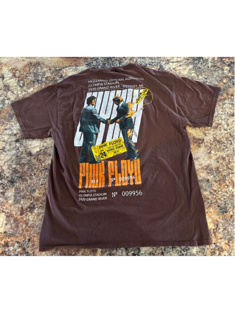 Pink Floyd Wish You Were Here Olympia Stadium Brown Graphic Tee Size L